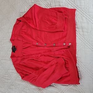 Lands End coral/pink/red cardigan size M.